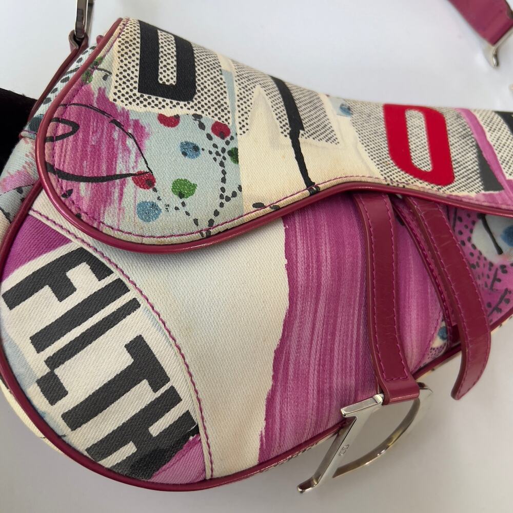 Vintage Christian Dior Canvas Filth Saddle Bag - Picture 3 of 9